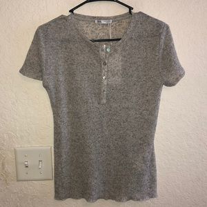 Zara linen blend Henley top